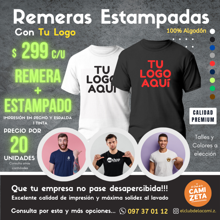 Remera + Estampado con tu Logo Camisetas Uniformes Empresariales